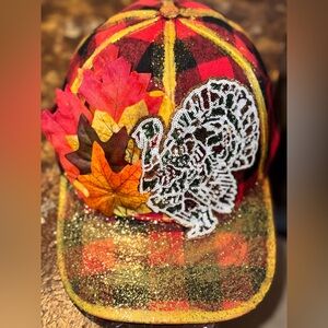 Gold Glitter Plaid Turkey Trucker